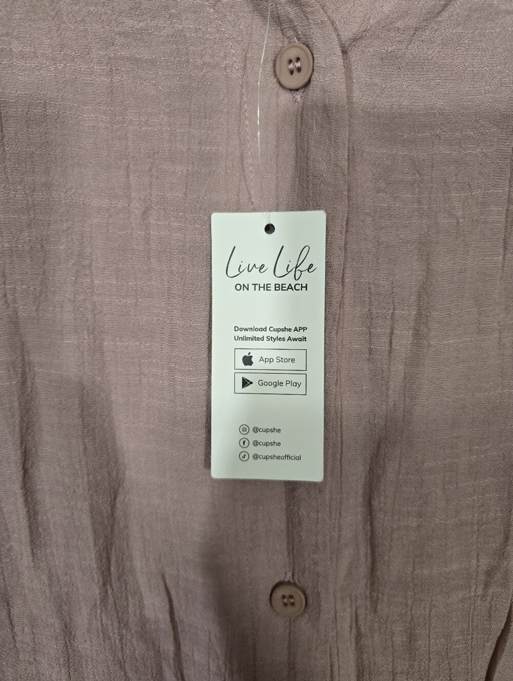 NWT Cupshe Dusty Pink Button-Front Ruffle Tunic Simwim Coverup Dress Size Med - Picture 6 of 6
